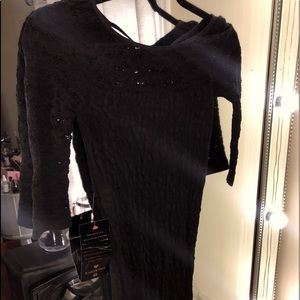 New Bebe Open Back Lace 3/4 Sleeve Dress